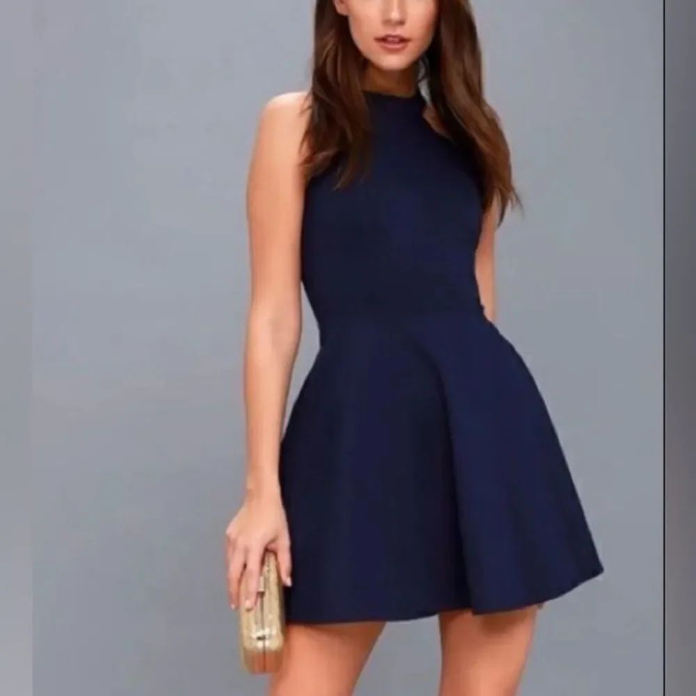 NEW Lulus Royal Blue Lace Skater Halter Mini Chic Holiday Party Dress Sz XS